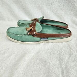 Sebago dockside’s leather mule slip ons turquoise women’s size 8
